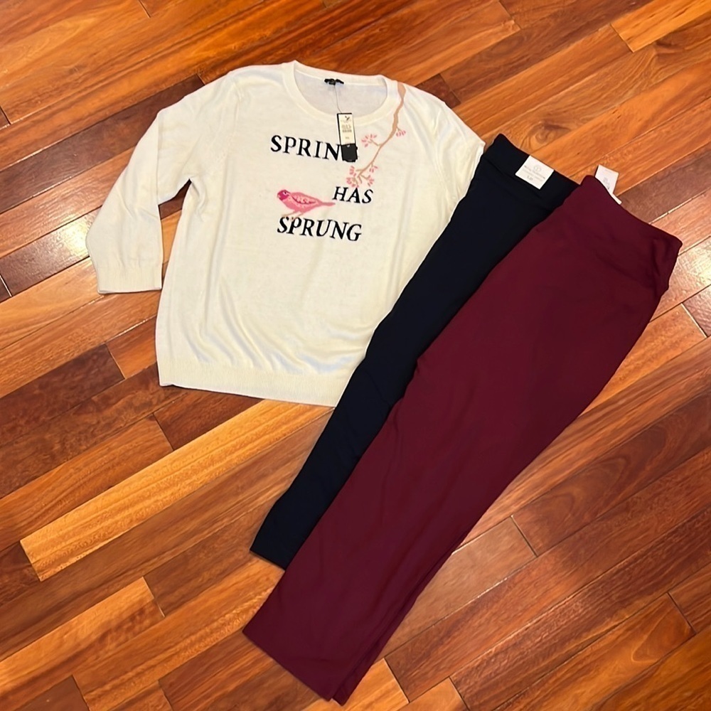 💫 New 3 Piece Outfit Bundle Talbots and J Jill Sweater Pants Size PXL and LP